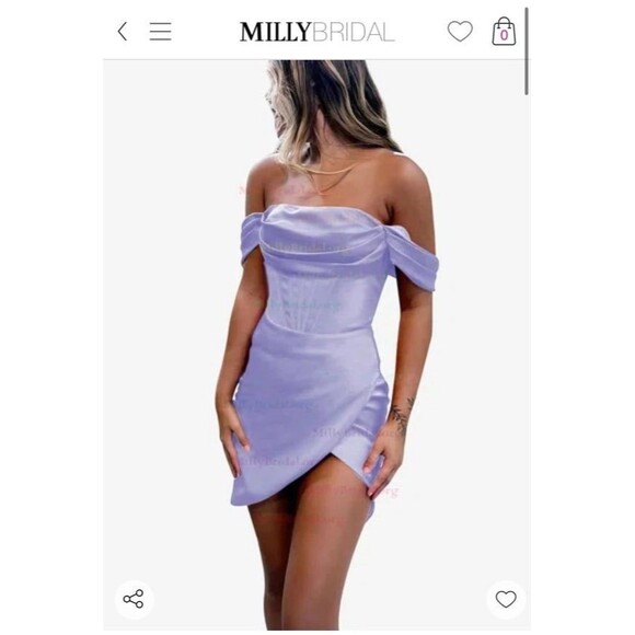 Milly Bridal Formal Off Shoulder Dress Purple Womens Size 8 NWOT - Picture 9 of 9